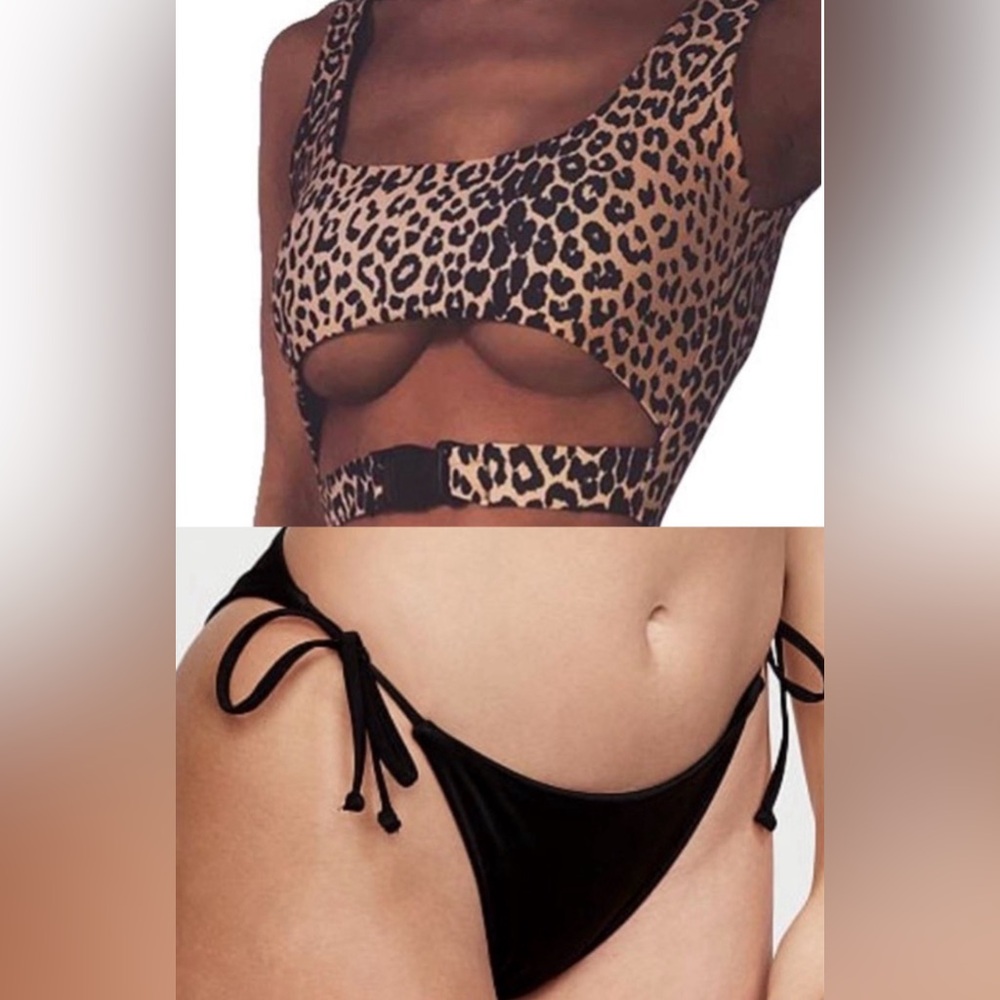 GUC/EUC- Swim Mashup Victoria’s Secret Bottom & Cheetah Front Buckle Top
